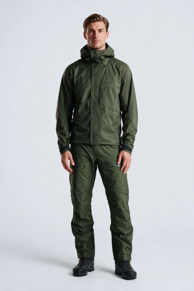 Padjelanta Pant in deep moss, worn by a model, studio product shot on a seamless neutral ground