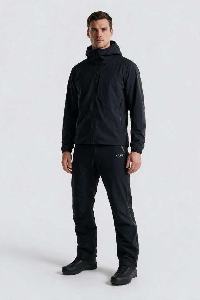 Rapa Pant in night black, worn by a model, studio product shot on a seamless neutral ground